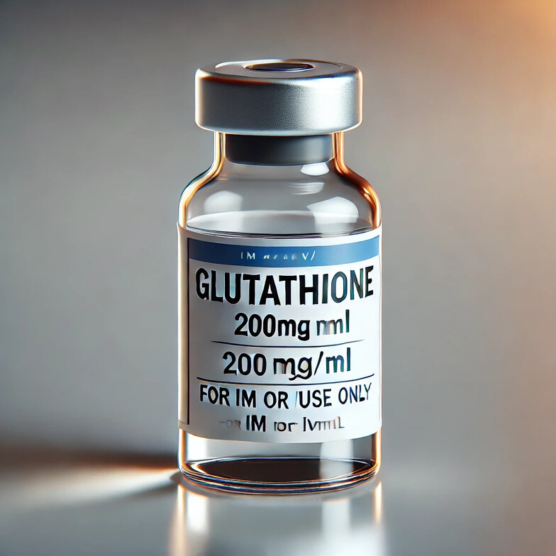 A Glutathione medication vial used for antioxidant support and potential depression relief.