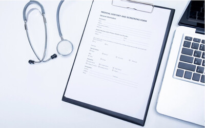 Clipboard and stethoscope representing workplace stress management and qualifying medical cannabis evaluations at Bella Medical Associates in Albemarle NC, serving North Carolina residents for Eastern Band Cherokee of Indians program.